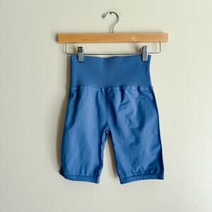 Free People Movement x The Class Blue Good Karma Perforated Biker Shorts Medium